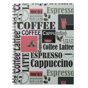 Cuaderno patrón de cocina de café retro para espresso latte