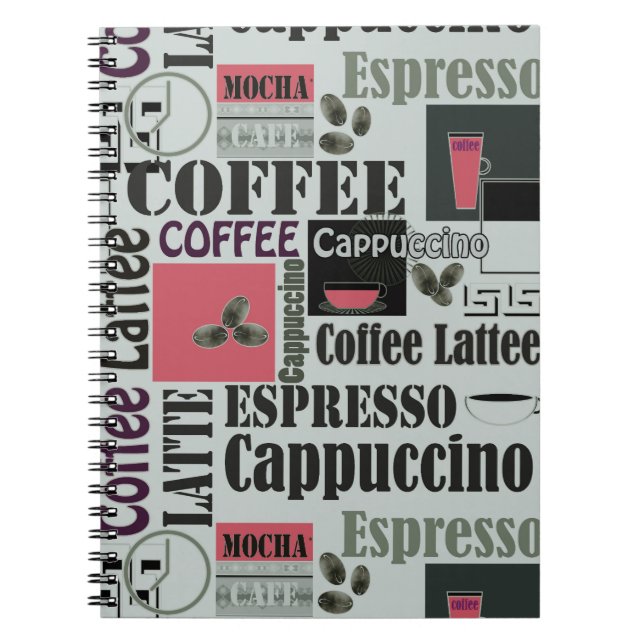 Cuaderno patrón de cocina de café retro para espresso latte (Frente)