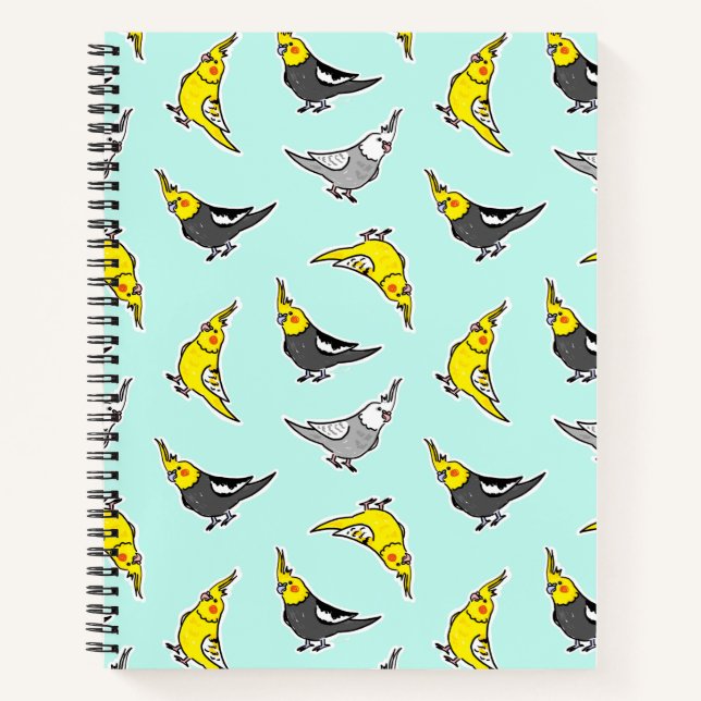 Cuaderno Patrón de Cockatiels personalizado (Anverso)