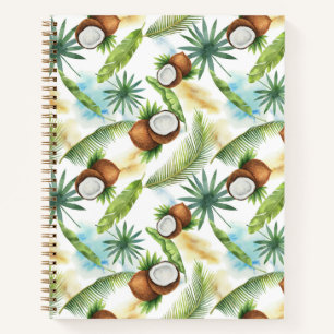 Cuaderno Patrón de coco tropical acuarela
