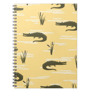 Cuaderno Patrón de cocodrilos sin foco. Backgr amarillo vi