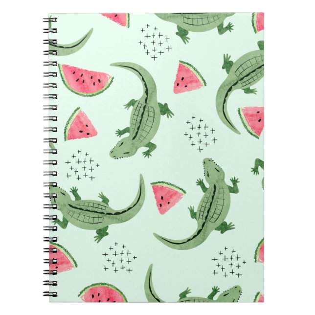 Cuaderno Patrón de cocodrilos sin foco con rodajas de sandí (Frente)