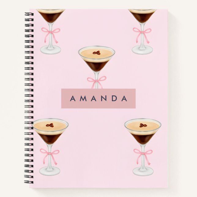 Cuaderno Patrón de cóctel de Moda personalizada Espresso (Anverso)