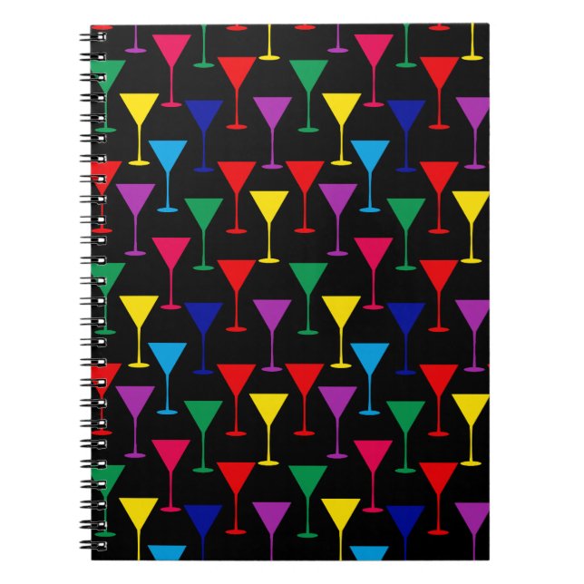 Cuaderno Patrón de cócteles Martini colorido (Frente)
