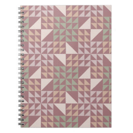 Cuaderno Patrón de colcha geométrica rosa polvoriento