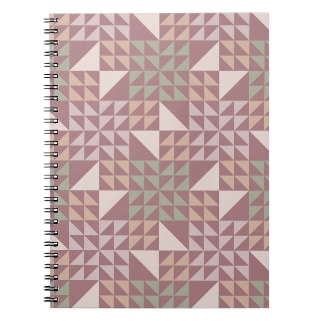 Cuaderno Patrón de colcha geométrica rosa polvoriento (Frente)
