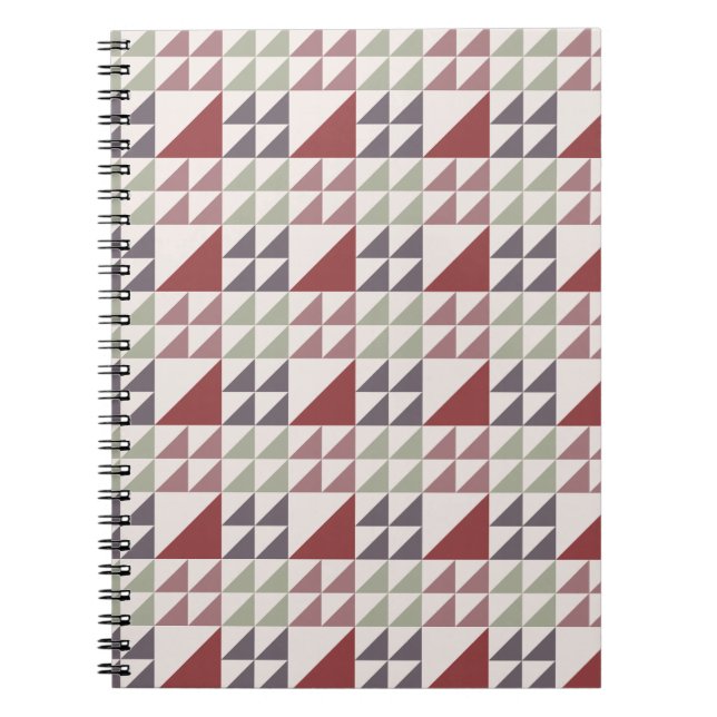 Cuaderno Patrón de colcha geométrica rosa polvoriento (Frente)