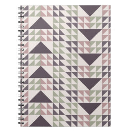 Cuaderno Patrón de colcha geométrica rosa polvoriento