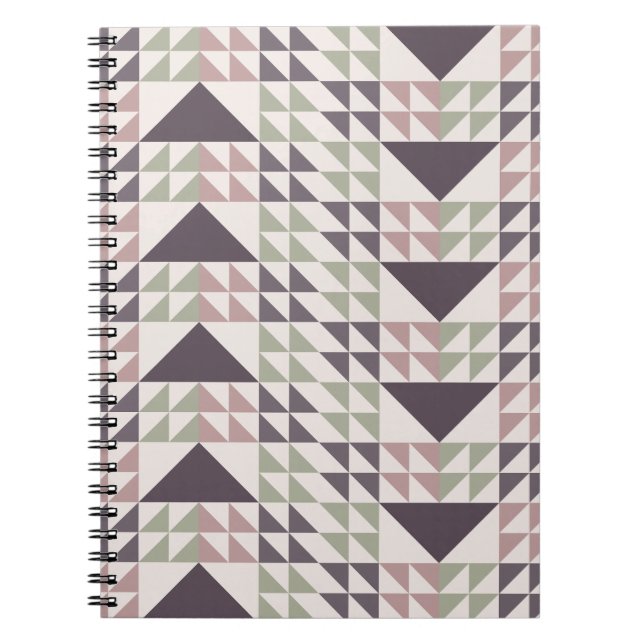 Cuaderno Patrón de colcha geométrica rosa polvoriento (Frente)