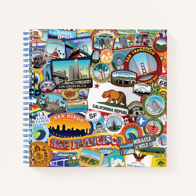 Cuaderno Patrón de Collage Super Pegatina de California (Anverso)