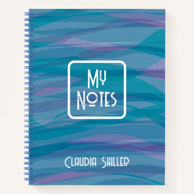 Cuaderno Patrón de color azul púrpura moderno personalizado (Anverso)