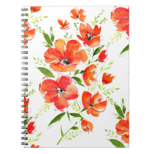 Cuaderno Patrón de color de agua de adornos de Naranja suav