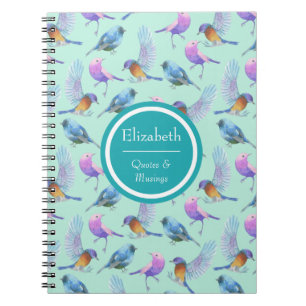 Cuaderno Patrón de color de agua de aves exóticas silvestre