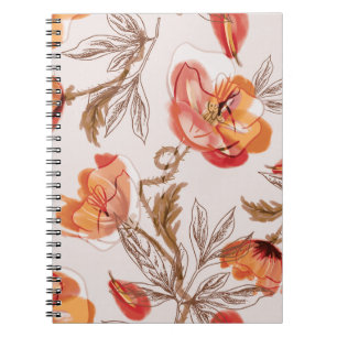 Cuaderno Patrón de color de agua de los adornos de fondo be