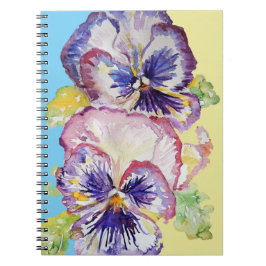 Cuaderno Patrón de color de agua pardo en azul y amarillo p