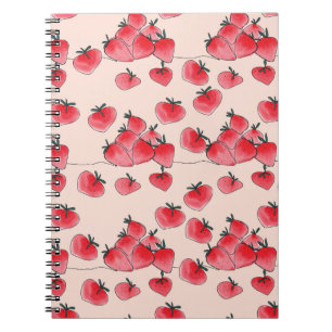 Cuaderno Patrón de color de fresa de mano libre vintage