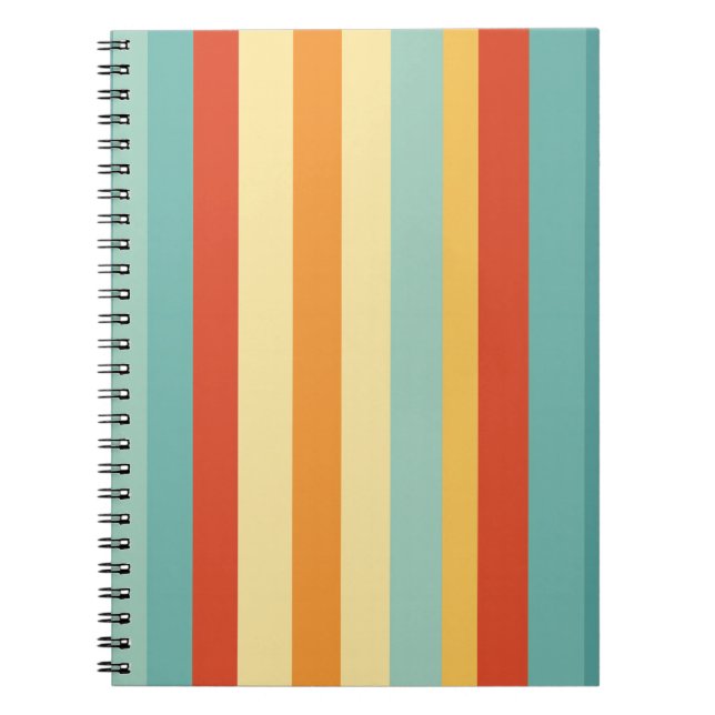 Cuaderno Patrón de color retro rayado (Frente)