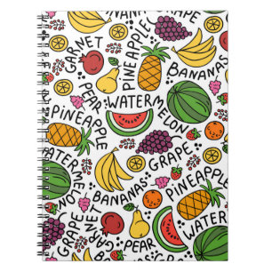 Cuaderno patrón de color vintage sobre el tema de la comida