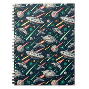 Cuaderno Patrón de cómic de batalla espacial de nave espaci