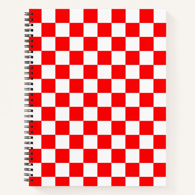 Cuaderno Patrón de comprobación de blanco rojo (Anverso)