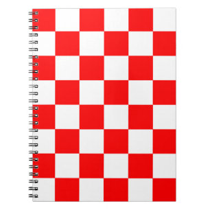 Cuaderno Patrón de comprobación de blanco rojo