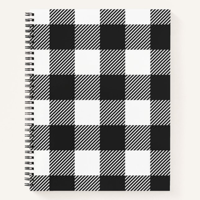 Cuaderno Patrón de comprobación de búfalo con placa negra (Anverso)