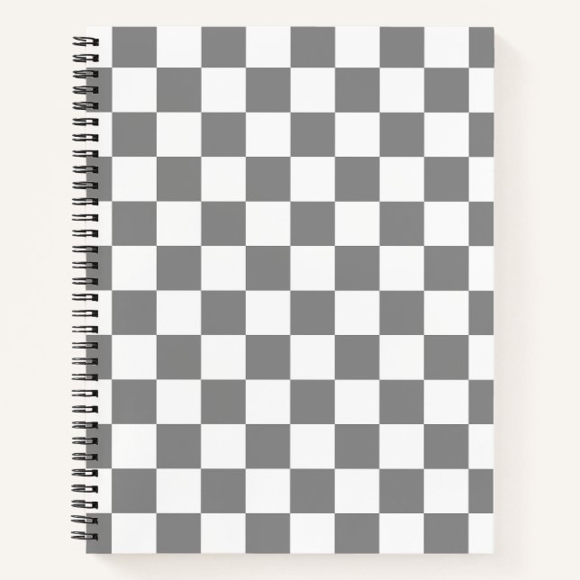Cuaderno Patrón de comprobación de color blanco gris (Anverso)