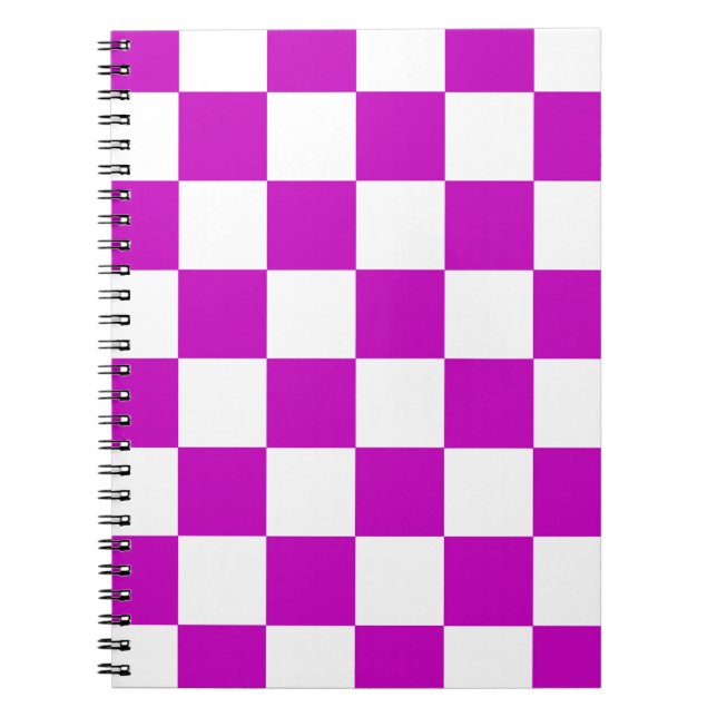 Cuaderno Patrón de comprobación de color blanco púrpura (Frente)