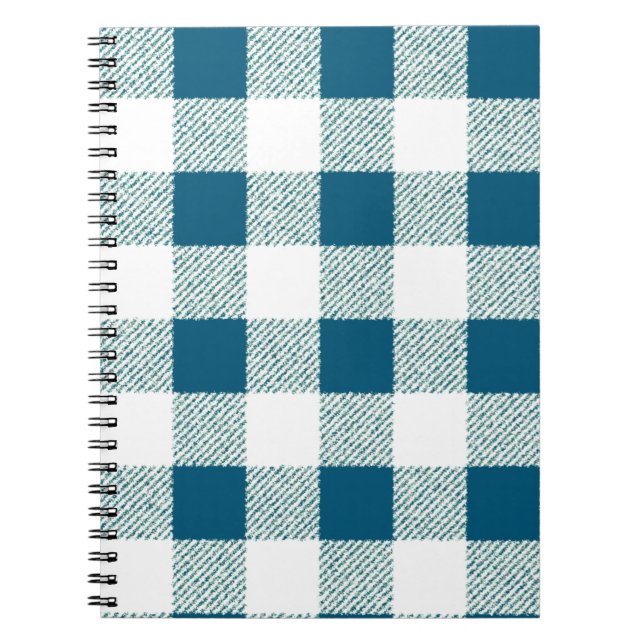 Cuaderno Patrón de comprobación de Gingham verde azul (Frente)