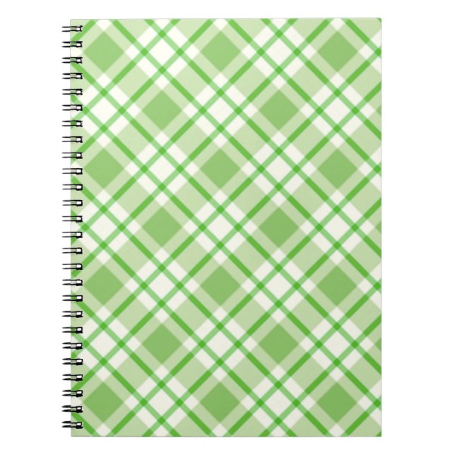 Cuaderno Patrón de comprobación diagonal verde claro (Frente)