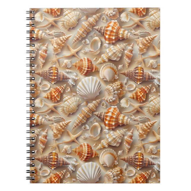 Cuaderno Patrón de conchas marinas de elegancia costera (Frente)