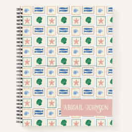 Cuaderno Patrón de conchas personalizado boho costero