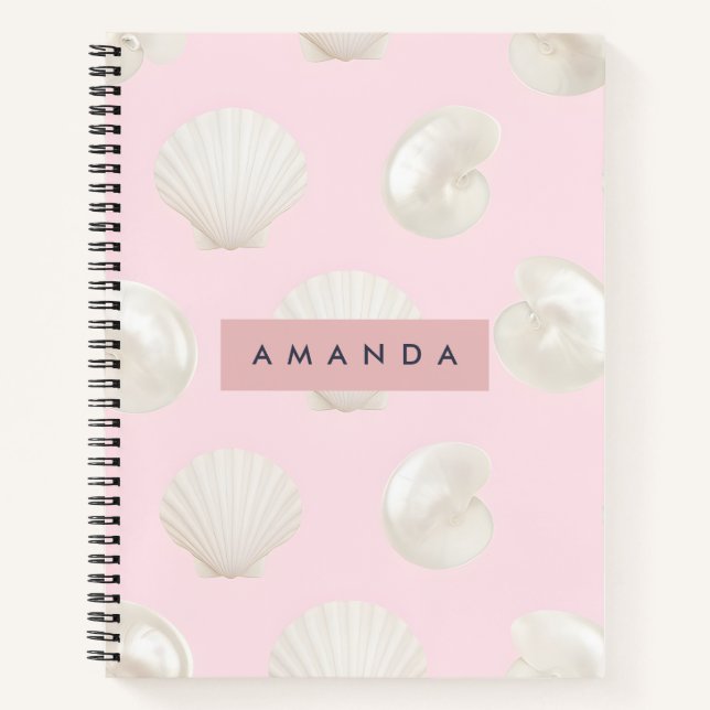 Cuaderno Patrón de conchas suaves y personalizadas (Anverso)