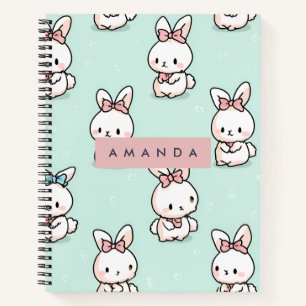 Cuaderno Patrón de conejito con manto personalizado