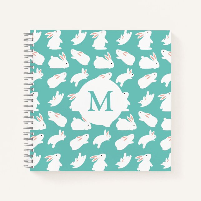 Cuaderno Patrón de conejo conejo conejo conyugal en monogra (Anverso)