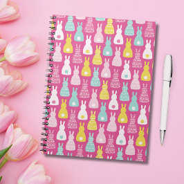 Cuaderno Patrón de conejo conejo conejo rosa de Pascua