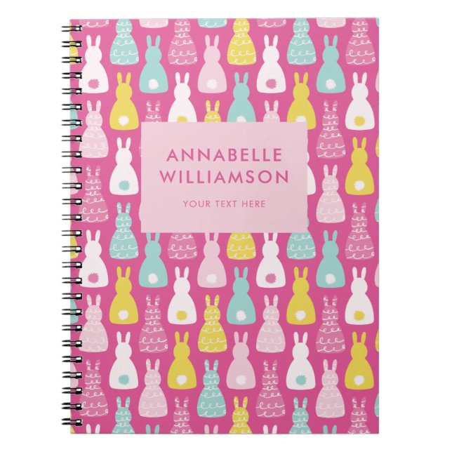 Cuaderno Patrón de conejo conejo conejo rosa de Pascua (Frente)