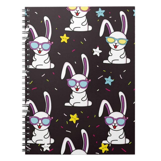 Cuaderno Patrón de conejo para niños lindos. Conejo colorid (Frente)