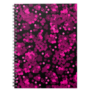 Cuaderno Patrón de confeti de puntos de polka rosa y burdeo