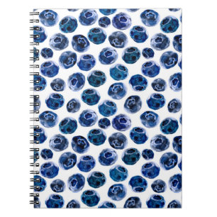 Cuaderno Patrón de conjunto de arándano azul ilustrado con