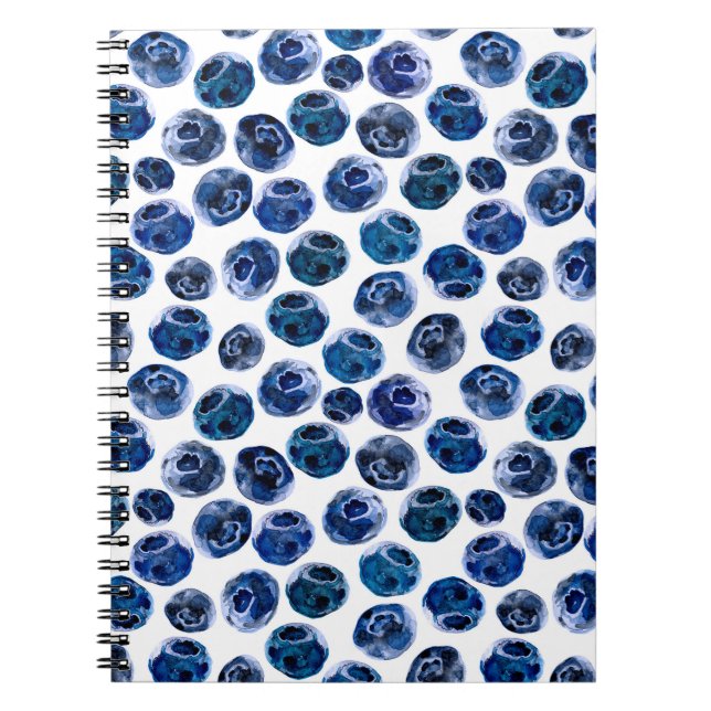 Cuaderno Patrón de conjunto de arándano azul ilustrado con  (Frente)