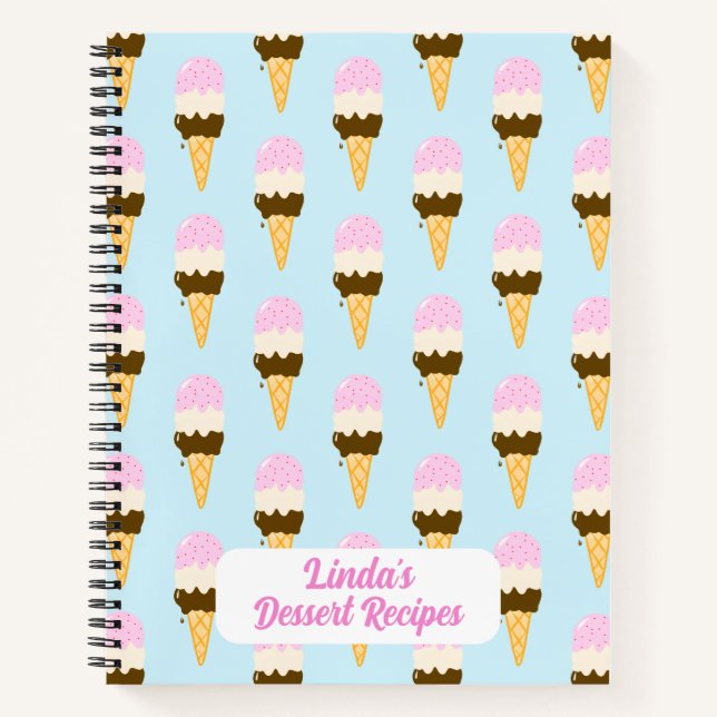 Cuaderno Patrón de cono de helado de napolitano (Anverso)
