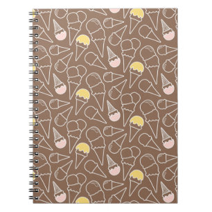 Cuaderno Patrón de cono de helado en marrón