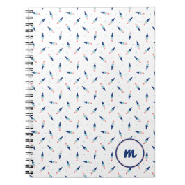 Cuaderno Patrón de Cono de Helado Lindo Personalizado Monog