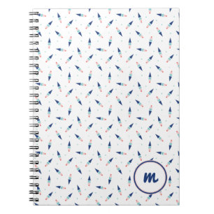 Cuaderno Patrón de Cono de Helado Lindo Personalizado Monog