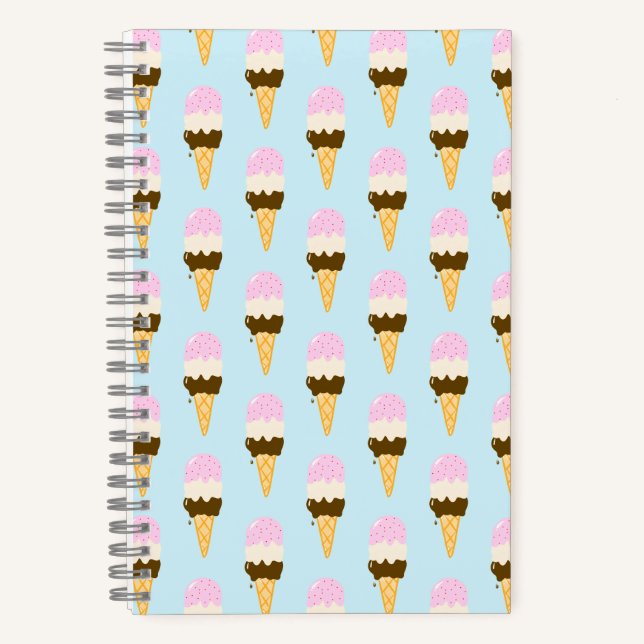 Cuaderno Patrón de Cono de Helado Napolitano (Anverso)