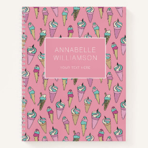 Cuaderno Patrón de cono de helado rosa