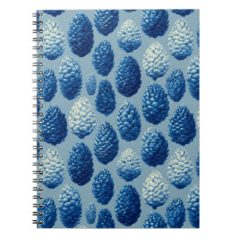 Cuaderno Patrón de cono de pino azul de invierno