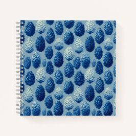 Cuaderno Patrón de cono de pino azul de invierno