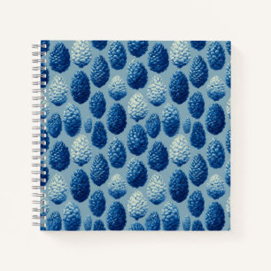 Cuaderno Patrón de cono de pino azul de invierno